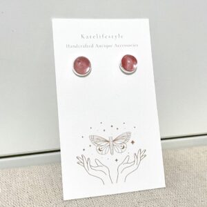 cherry quartz stud earrings cherry quartz studs gemstone studs