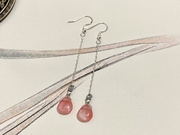cherry quartz earrings-red earrings-Dangle/drop Earrings-minimalist earrings-sterling silver earrings-elegant earrings