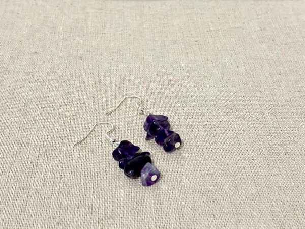 Amethyst dangle drop earrings-Hypoallergenic Earrings-Dainty earrings-925 sterling silver-Minimalist boho earrings