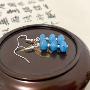 Blue Chalcedony dangle earrings-Hypoallergenic Earrings-Dainty earrings-blue crystal-925 sterling silver-Minimalist-bohemian