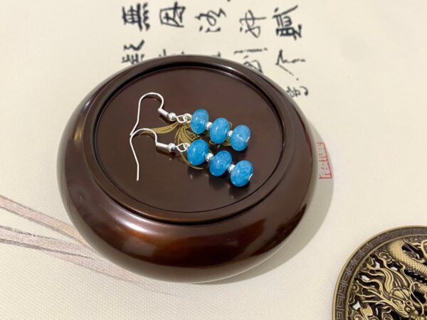Blue Chalcedony dangle earrings-Hypoallergenic Earrings-Dainty earrings-blue crystal-925 sterling silver-Minimalist-bohemian