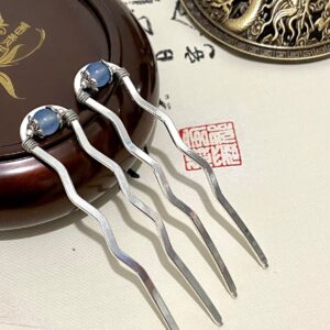 blue chalcedony hair fork gemstone hairpin chinese hair pin decorative hair fork