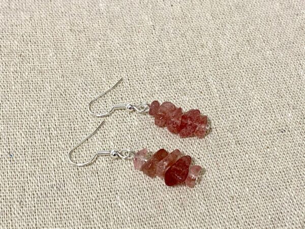 Strawberry Quartz earrings-dangle drop earrings-Hypoallergenic Earrings-925 sterling silver earrings-Minimalist earrings