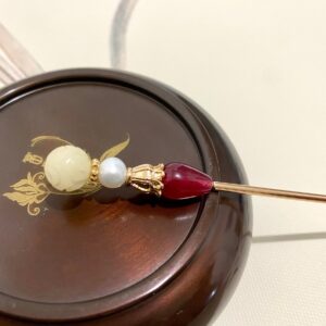 red gemstone hair stick gemstone hair accessories chinese hairpin hanfu hair jewelry freshwater pearl hair stick