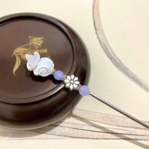 bunny hair sticks purple gemstone hair accessories chinese hairpin