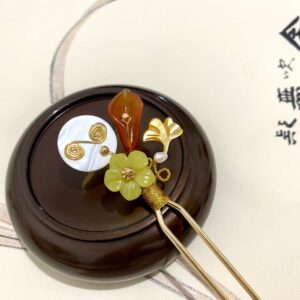 yellow jade hair fork yellow jade hair stick orange hair accessories gemstone antique chinese hairpin