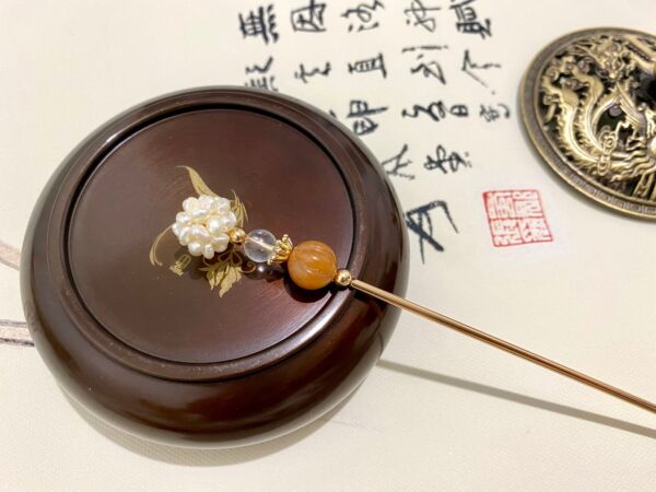 gold jade hair sticks orange gemstone hair accessories chinese hairpin hanfu hair accessories