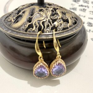 Purple Teardrop Earrings-dangle drop earrings-Hypoallergenic Earrings-925 sterling silver earrings-Minimalist earrings-Gift for Her