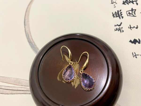 Purple Teardrop Earrings-dangle drop earrings-Hypoallergenic Earrings-925 sterling silver earrings-Minimalist earrings-Gift for Her