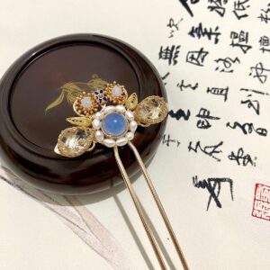 blue agate hair stick blue gemstone hair fork antique chinese hair fork hanfu hair accessories
