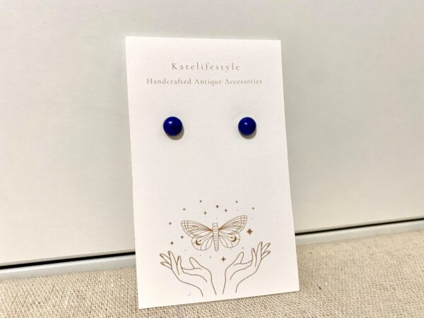 lapis lazuli studs blue gemstone stud earrings