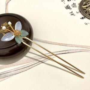 butterfly hair fork gemstone hair accessories chinese hair pin aventurine xiu jade hair stick