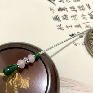 rose quartz hair stick green chalcedony hairpin chinese hairpin gemstone hair accessories