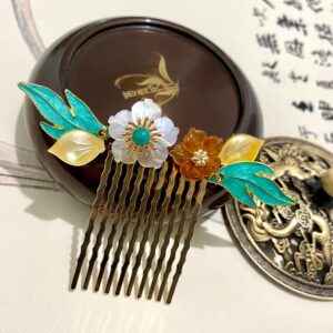 flower blossom gemstone fancy decorative hair comb hair comb for traditional wedding hair comb for chinese wedding