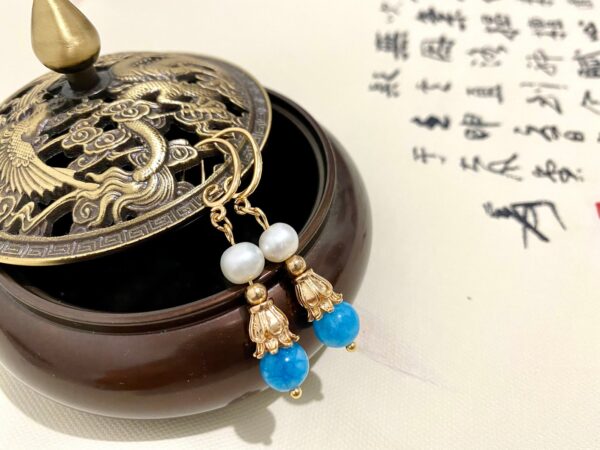 Blue Chalcedony Teardrop Earrings-dangle drop earrings-Hypoallergenic Earrings-Gold Earrings-Minimalist earrings-Gift for Her