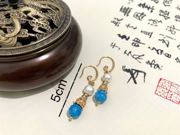 Blue Chalcedony Teardrop Earrings-dangle drop earrings-Hypoallergenic Earrings-Gold Earrings-Minimalist earrings-Gift for Her