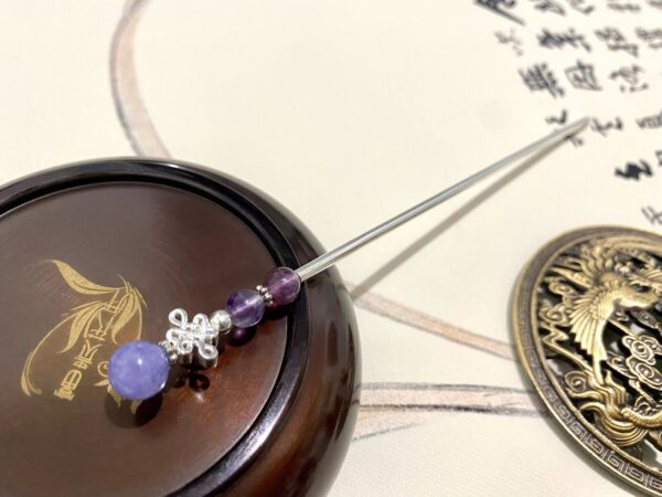 angelite crystal hair stick purple gemstone hairpin chopstick chinese knot