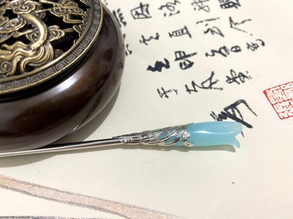 aqua magnolia hair stick chinese hair pin czech crystal blue hair jewelry