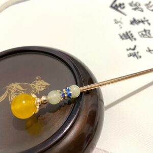 yellow chalcedony hair stick yellow gemstone hair accessories chinese hairpin hanfu hair accessories