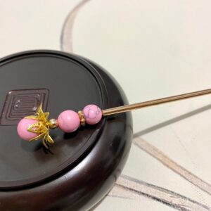 Pink Howlite-Copper Hair Sticks Hair Pins Chopstick-Gemstone Hair Stick-Chinese Hair Sticks-Hair Sticks Long Hair-Gold Hair Sticks-Cosplay