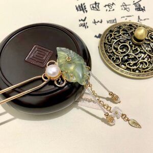 xiu jade hair fork decorative hair stick gemstone hairpin chinese hair accessories chinese hairpin gemstone hair jewelry crystal pearl