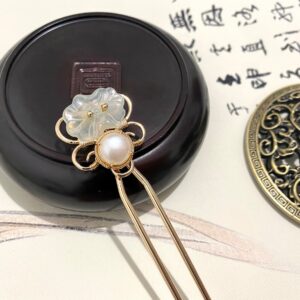 lotus xiu jade hair sticks gemstone hair jewelry chinese hairpin semi precious stone pearl hair accessories hair stick