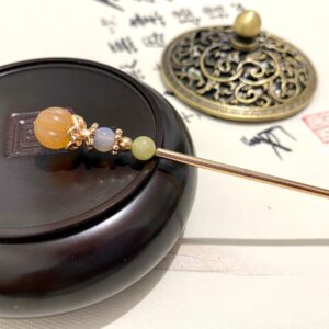 golden jade hair stick jade hairpin gemstone hair accessories chinese hair pin