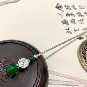 green chalcedony hair sticks green gemstone hair accessories chinese hairpin