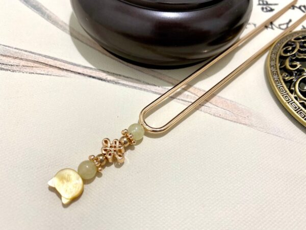 cat hair sticks Yellow Mother Of Pearls-Copper Hair Sticks Hair Fork Chopstick-Gemstone Hair Stick-Chinese Hairpin-Hair Sticks Long Hair Accessory for Women