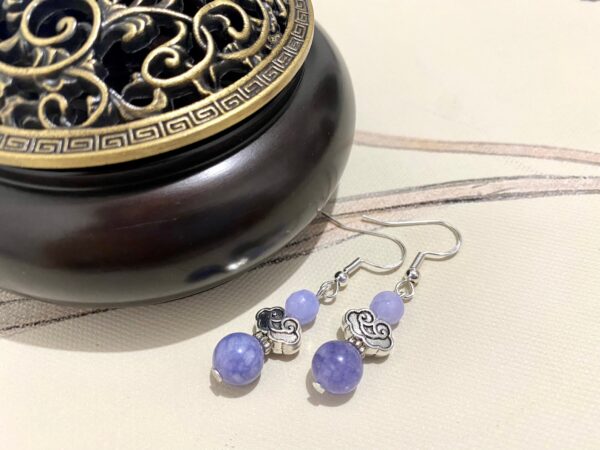 Purple Angelite Earrings-Gemstone dangle drop earrings-Hypoallergenic Earrings-925 sterling silver earrings-Minimalist earrings
