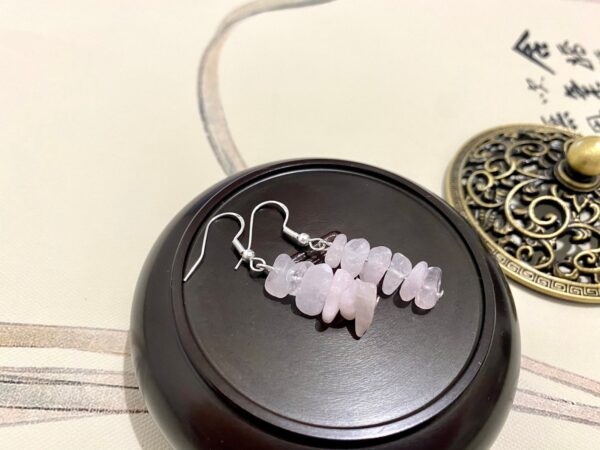 Rose Quartz earrings-dangle drop earrings-Hypoallergenic Earrings-925 sterling silver earrings-Minimalist earrings