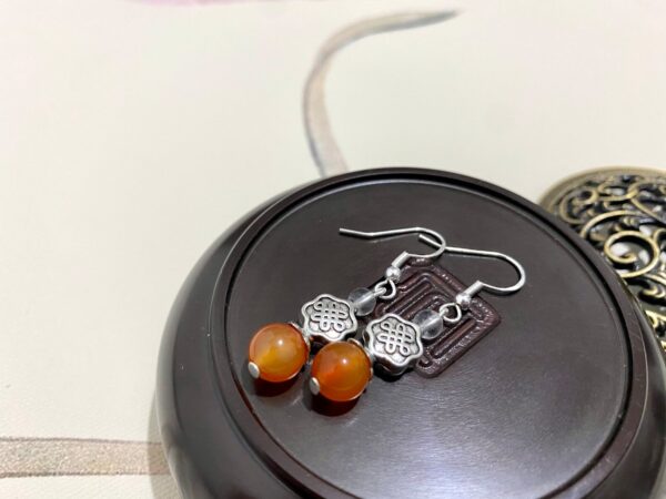 Orange Agate Earring-Gemstone dangle drop earrings-Hypoallergenic Earrings-925 sterling silver earrings-Minimalist earrings