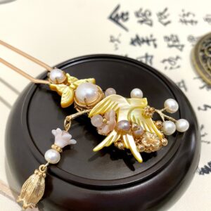 mother of pearl hair fork decorative gemstone hair sticks gemstone hair accessories chinese hairpin chinese hanfu accessories bird hair stick