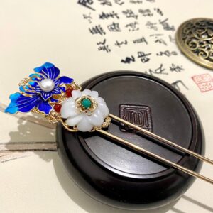 white jade hair sticks butterfly hair forks gemstone hair accessories chinese hairpin chinese hanfu hair accessories