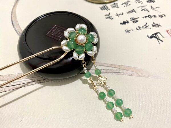 green chalcedony hair fork dangle hair sticks gemstone hair accessories hair jewelry hanfu hair accessories chinese hair pin