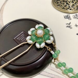 green chalcedony hair fork dangle hair sticks gemstone hair accessories hair jewelry hanfu hair accessories chinese hair pin