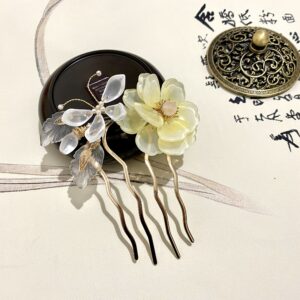 Osmanthus yellow Czech Crystal Flower Hair Sticks-Wedding hair jewelry hair comb-Chinese hair pin-Minimalist
