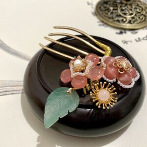 Cherry quartz flower Hair Sticks hair fork decorative hair jewelry red gemstone hair fork hanfu hair accessories Chinese hair pin